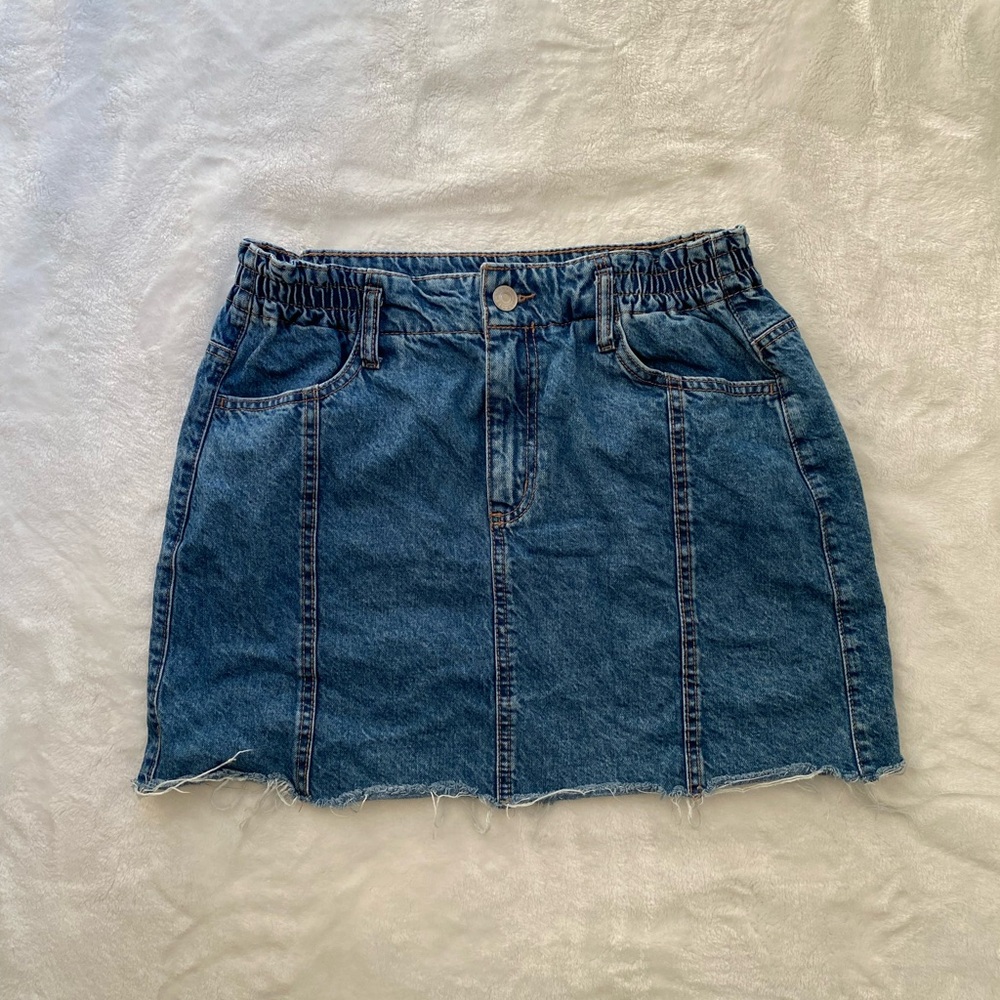 Garage Blue Denim Mini Skirt With Elastic Waistband Y2k Spring Summer Sz M